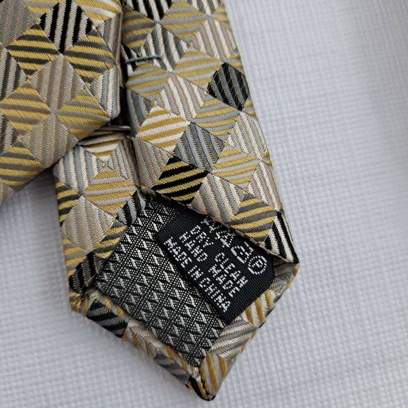 Men's Neck Tie 3.5 Inch Gold Yellow Green Silver necktie Giorgio Brutini - Picture 2 of 8